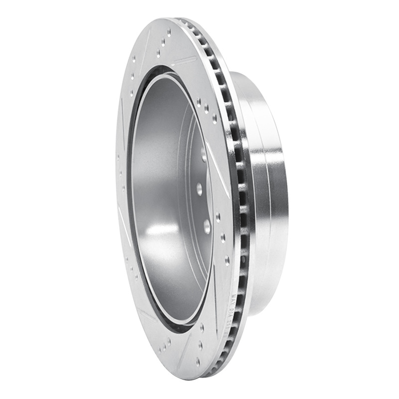 Lexus GX460 Brake Rotor (1) - Rear Right - R1 Concepts - Drilled & Slotted - Silver - `10-`24